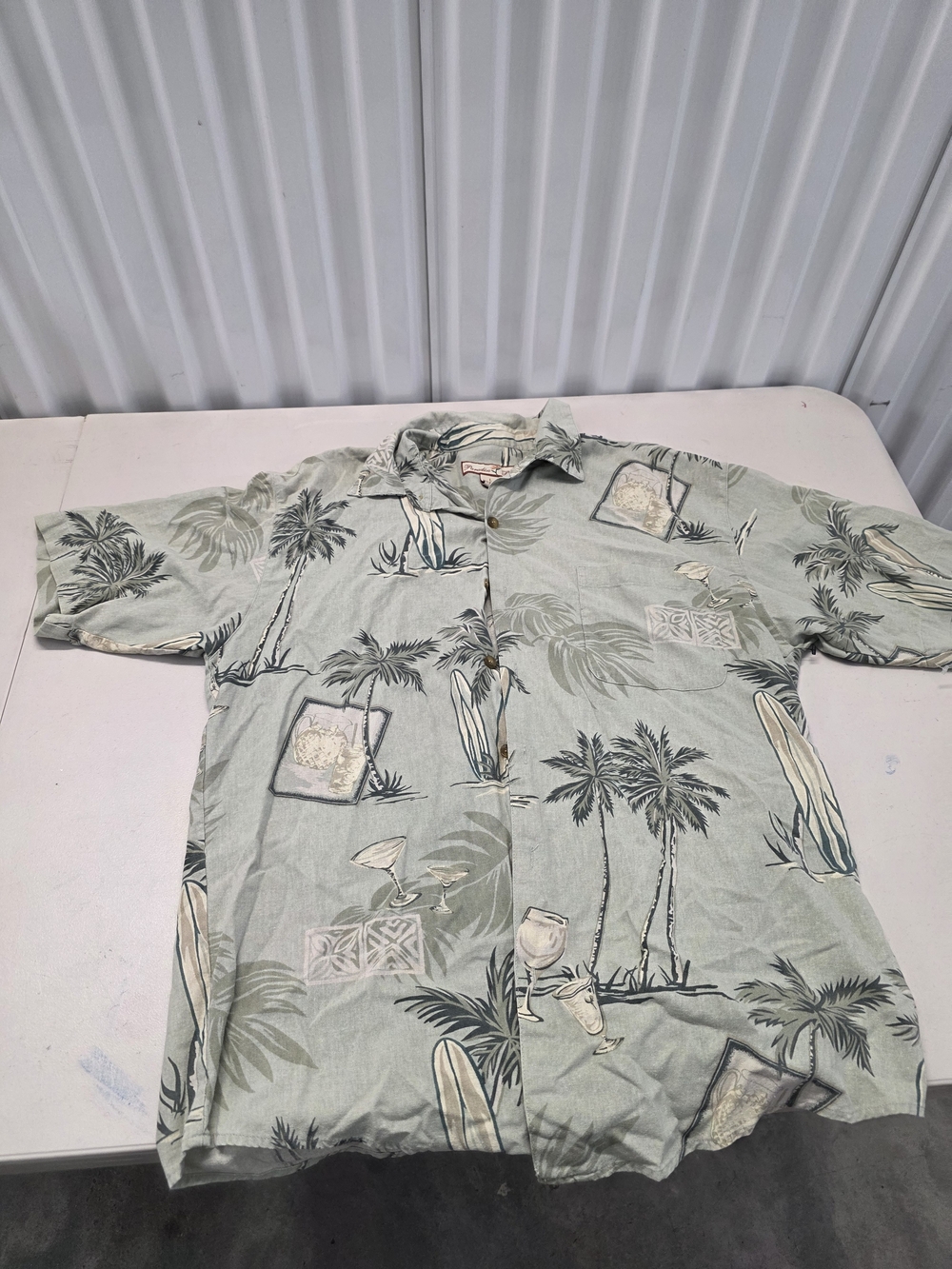 Paradise Blue Hawaiian Silk Cotton Blend Men's Size Large